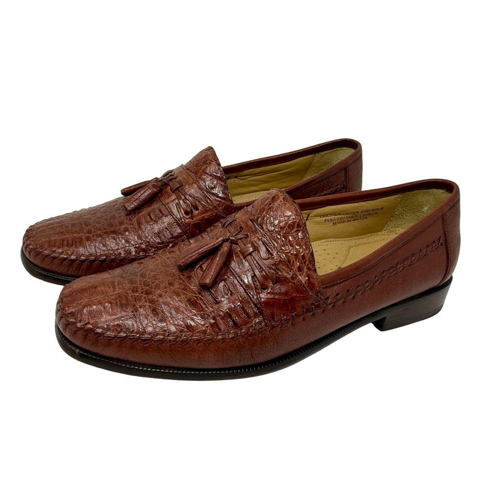 Brass Boot Men's Tassel Loafers Full Leather Made in Brazil / Spain Size 11 M - Picture 4 of 16